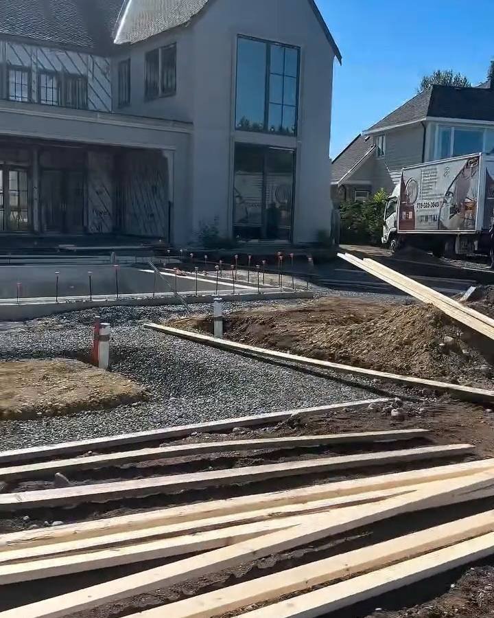 Forms and base prep in front of a new house in Langley